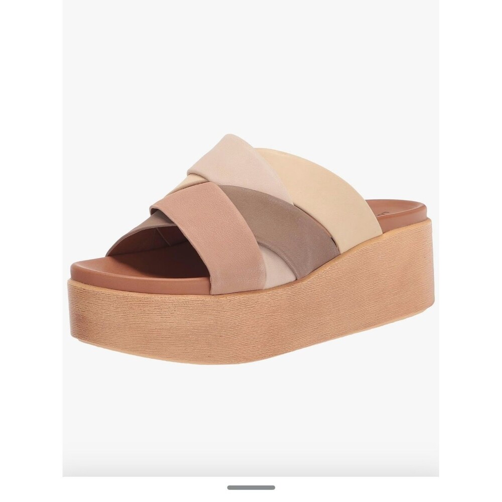 Lucky Brand Dikona Woven Leather Platform Sandals • Boho Wedge Slides • Size 8 - Picture 10 of 11